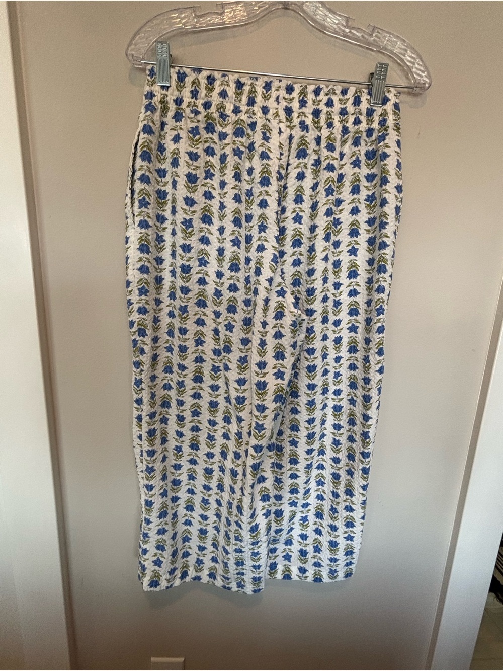 Auden White Maxi Skirt with Blue Floral Print
